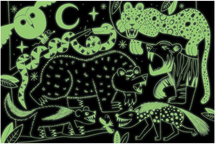 Produktbild Mudpuppy Glow in Dark Puzzle, Raubtiere an Land (100 Teile)