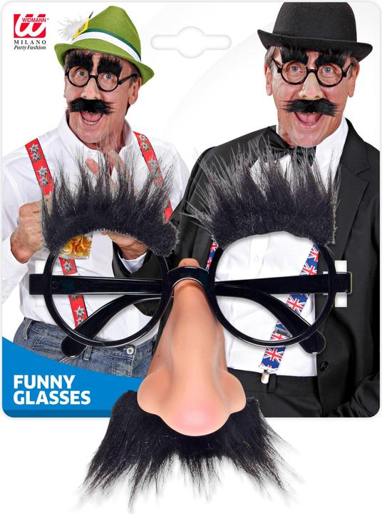 Image du produit Widmann 11966 nez, moustache et sourcils, lunettes fun, accessoire pour boîte photo ou carnaval, multic