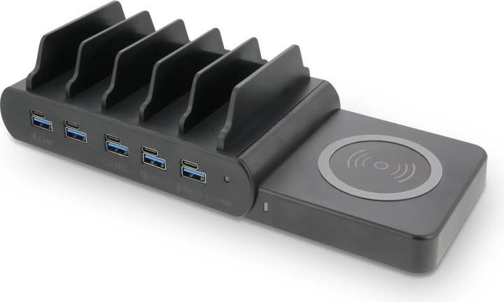 Immagine prodotto LMP DuoCharge 5+1 Port KC, GaN charging station Qi2 (150 W)