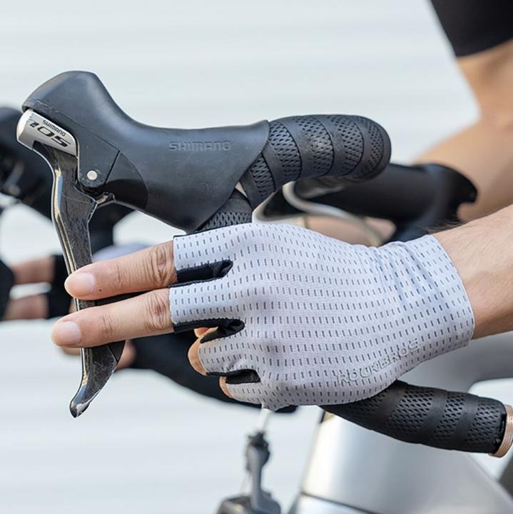 Actual product image Rockbros Breathable Short Finger Cycling Gloves, Size: S - Gray (S)