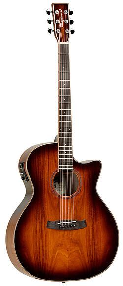 Produktbild Tanglewood TW4E VC Koa Winterleaf Exotic (Westerngitarre, Solid Mahogany, mahogany, Nubone, Koa Veneer, Compensating Nut, D'Addario EXP16, Chrome Grover)