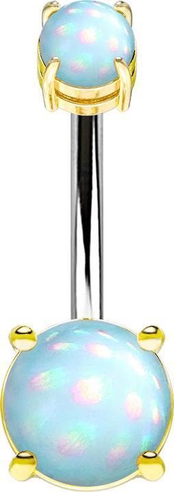 Produktbild Star Piercing Banane Innengewinde vergoldet mit zwei Epoxidstein blau (Messing, Chirurgenstahl 316L)