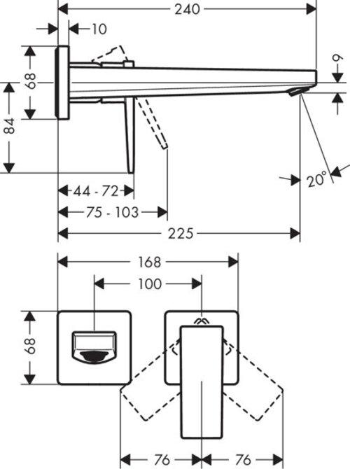 Actual product image hansgrohe Metropol single-lever concealed washbasin mixer for wall mounting (brushed bronze)