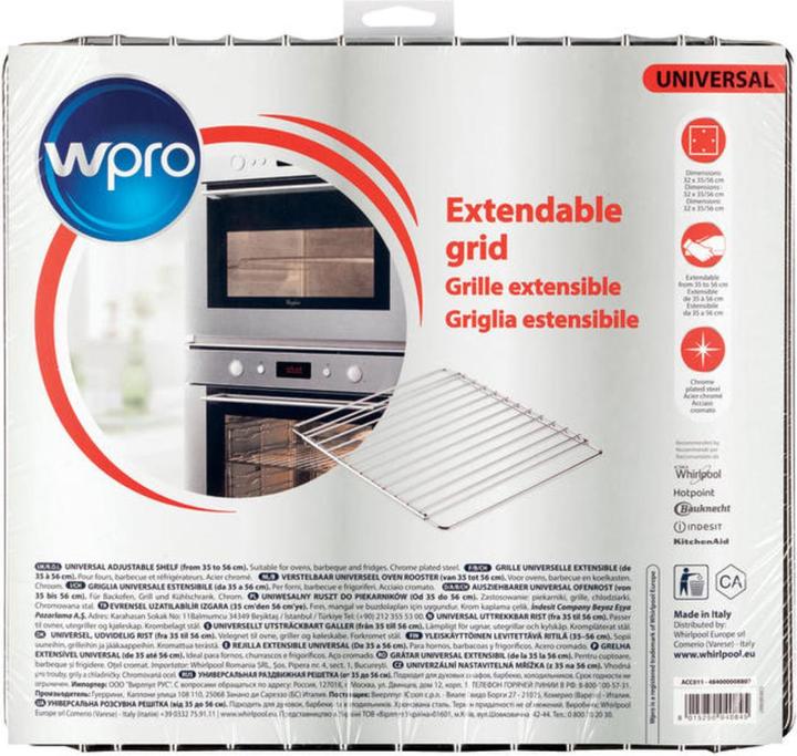 Produktbild WPRO ACC011 Verstellbarer Ofenrost Edelstahl Chrom