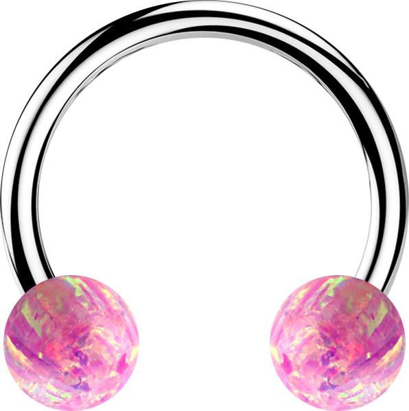 Immagine prodotto Star Piercing Micro Circular Barbell argento con due sfere rosa opale (Acciaio chirurgico 316L, senza ottone)