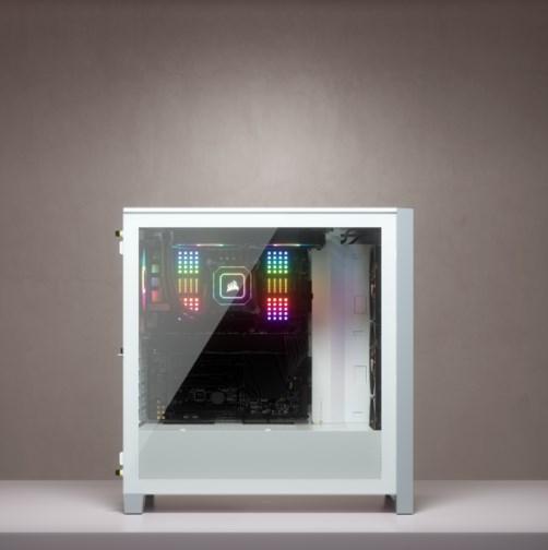 Produktbild Corsair iCUE 4000X RGB Mid-Tower White-Gehäuse aus gehärtetem Glas (mATX, Mini-ITX, ATX, E-ATX)