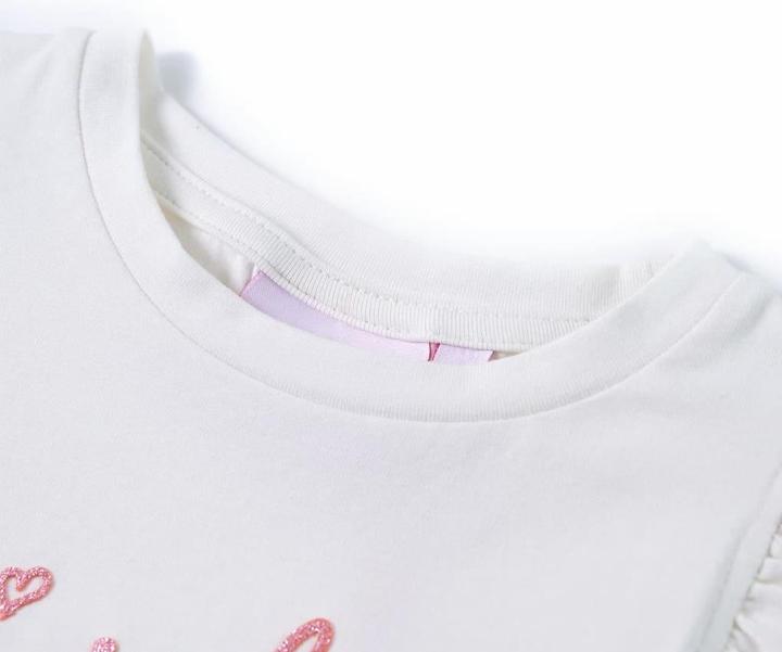 Produktbild VidaXL Kinder-T-Shirt mit Rüschenärmeln Ecru 104,Material: 95 (104)