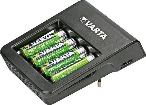 Varta LCD Plug Charger+ (1 Stk., AA, 2100 mAh, Ladegerät inkl. Akku)