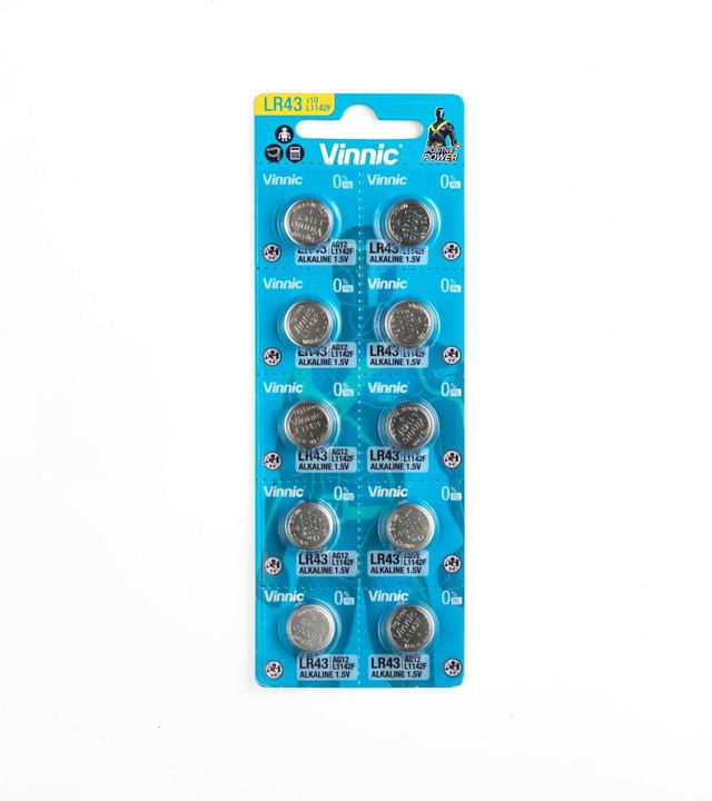 Produktbild Vinnic 10er Set LR43, VA12GA, 186, 84, LR1142, G12, AG12, L1142, RW84, D186 (10 Stk., LR43, 80 mAh)