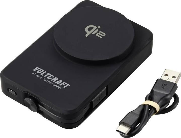 Actual product image Voltcraft VC-Qi2 PD20W 8000 Powerbank 8000 mAh Fast Charge LiPo Black Statusa (8000 mAh)