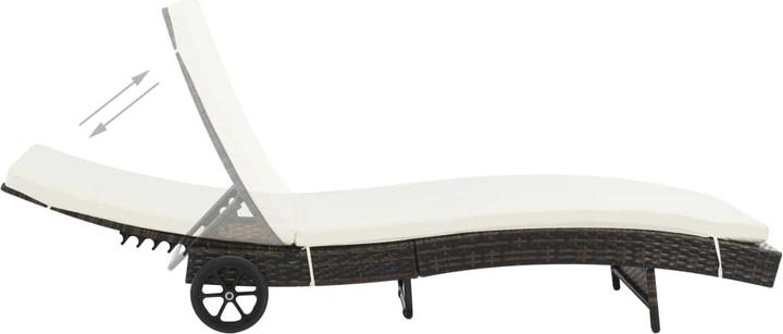 Produktbild VidaXL Sonnenliegen 2 Stk. mit Rollen und Auflagen Poly Rattan (60 cm)