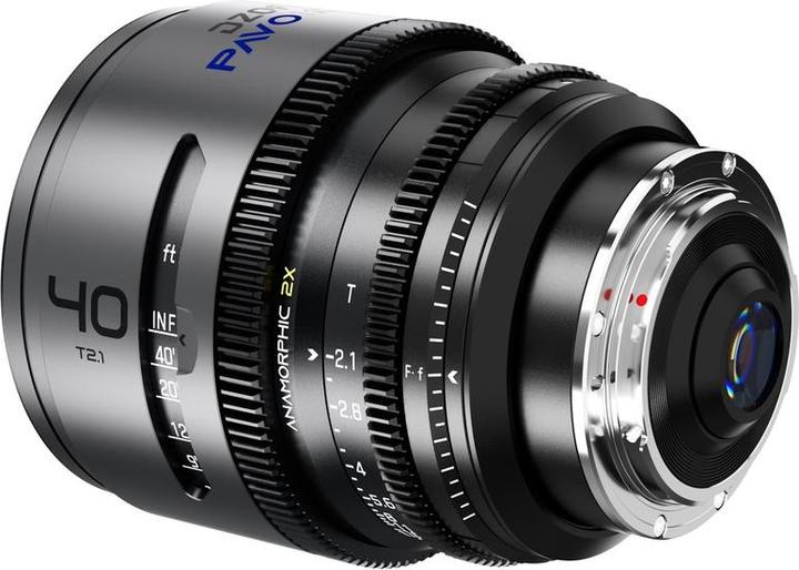 Immagine prodotto Dzofilm Pavo 2x Anamorfico 40mm T2.1 per attacco PL/EF (S35) imperiale - Rivestimento blu (Canon EF, APS-C / DX)