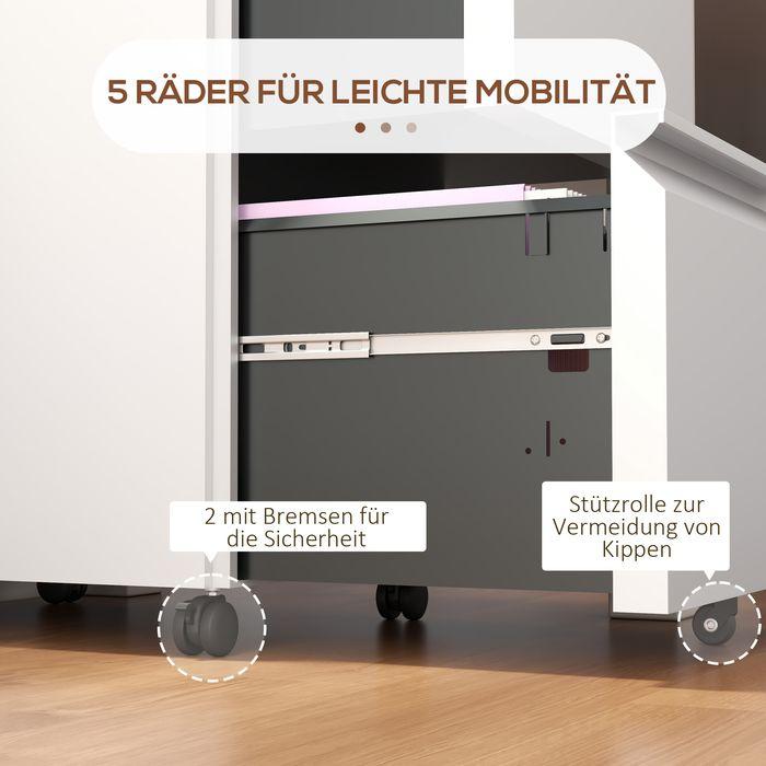 Produktbild Swisshandel24 Rollcontainer Aktenschrank Organizer, 2 Schubladen, abschliessbar, 37x43,5x67.5cm, Weiss