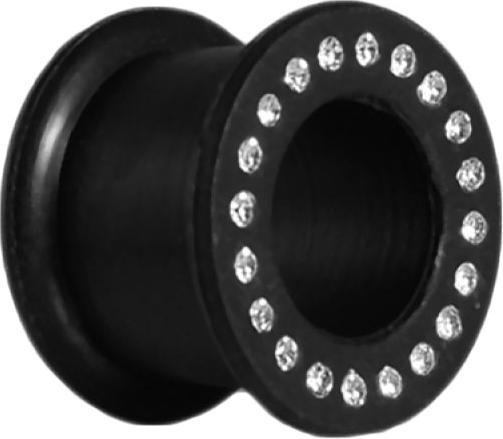 Immagine prodotto Star Piercing Flesh Tunnel schwarz mit Kristall silber (Silicone, senza ottone Acciaio chirurgico 316L)