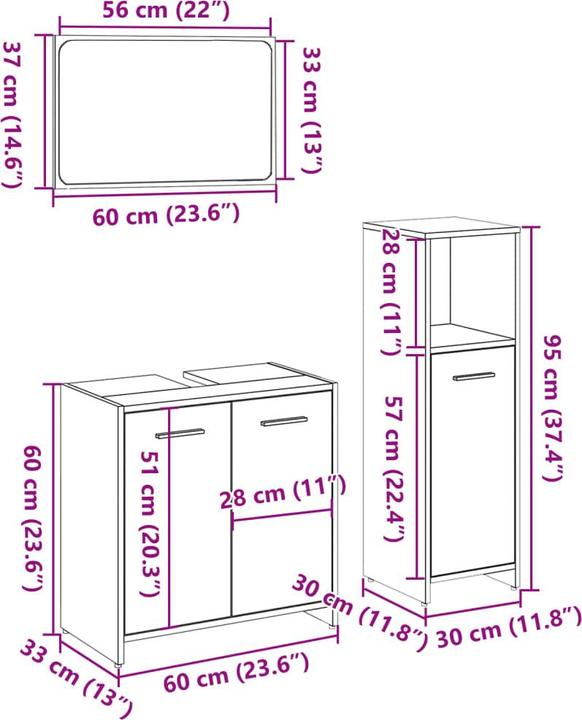 Actual product image VidaXL 3-tlg. Badmöbel-Set