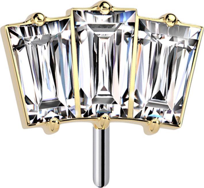 Produktbild Star Piercing Threadless vergoldet drei Baguette Kristalle silber (ohne Messing, Titan G23)