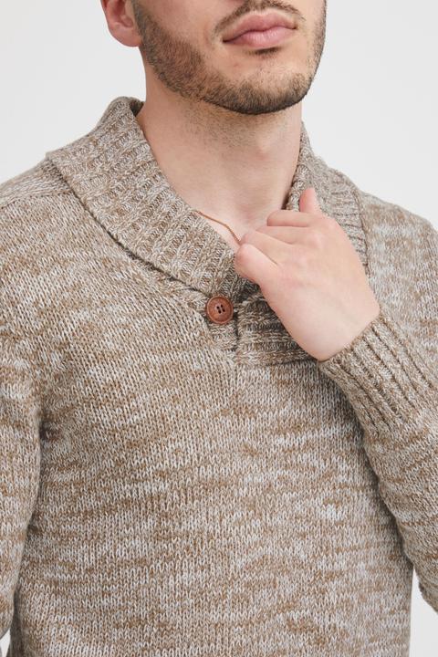 Actual product image Solid Phil Men's Jumper Chunky Knit Pullover With Shawl Collar Made Of 100% Cotton (XXL)