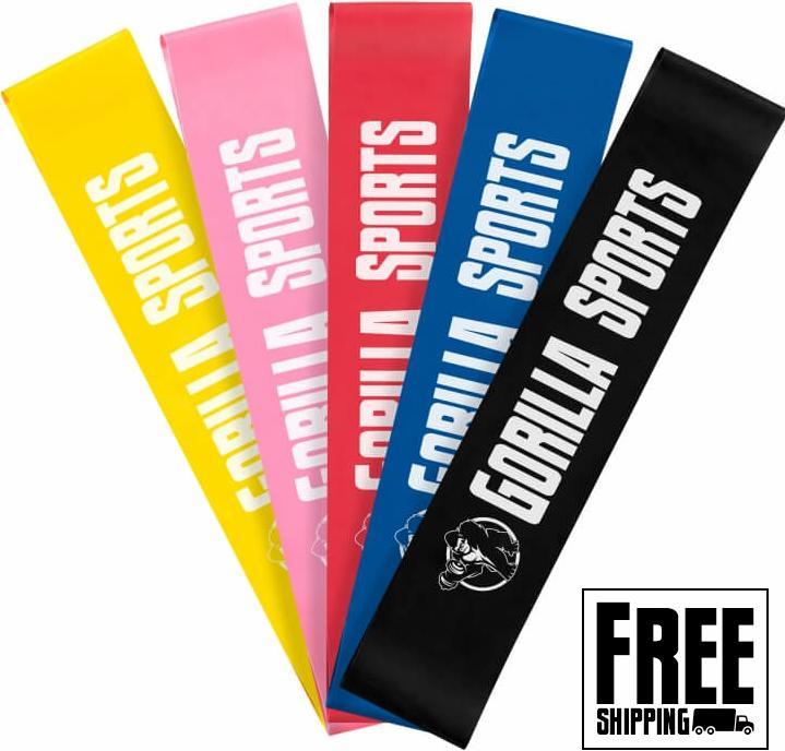 Immagine prodotto Gorilla Sports Set di bande di resistenza (0.50 m, Extra Light, Light, Medio, Strong, Extra strong)