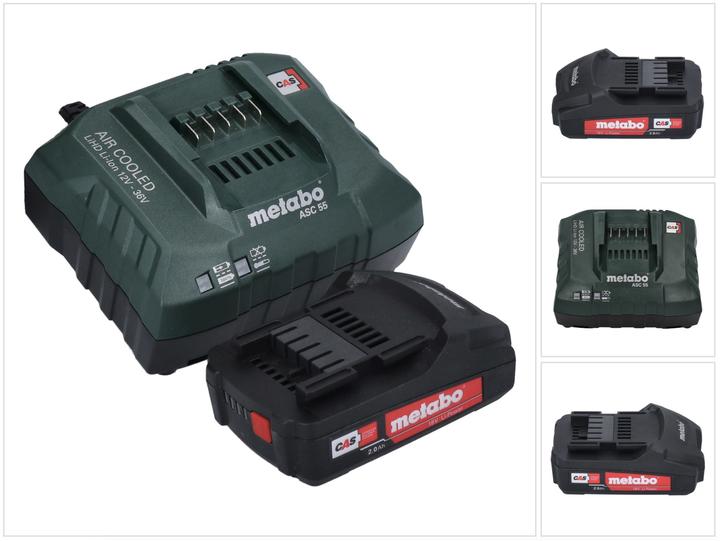 Image du produit Metabo Basic Set 1x batterie Li-Power 18 V 2,0 Ah CAS Li-Ion ( 625596000 ) + chargeur ASC 55 (18 V)