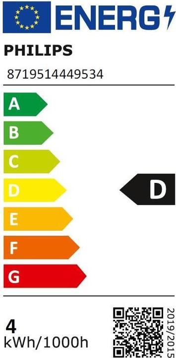 Energy Label Philips Professional LED Drop Lamp E27 927, DimTo MASLEDLust #44953400 (E27, 3.40 W, 470 lm, 1 x, D)