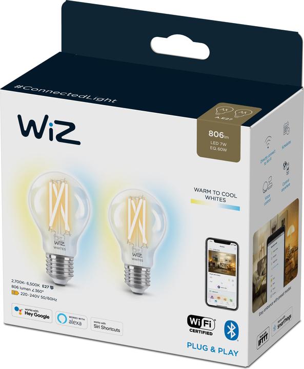 Actual product image WiZ Incandescent lamp (E27, 7 W, 806 lm, 2 x, E)