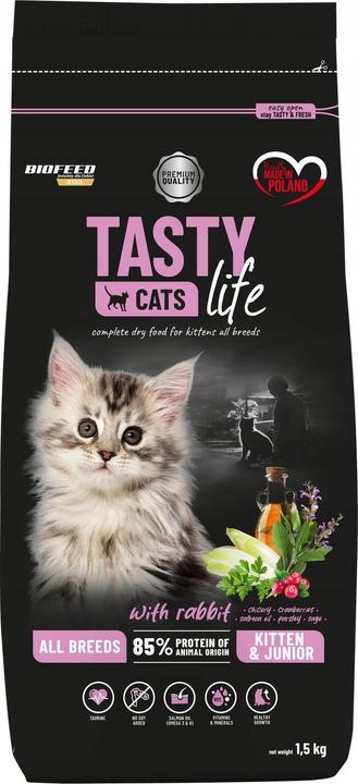 Produktbild Biofeed Tasty Cats Life Kitten Junior Rabbit - dry cat food - 1.5kg (Junior, 1 Stk., 1500 g)