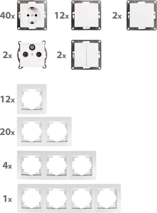 Produktbild MCP MCPOWER Schalter und Steckdosen Set Flair "Einfamilienhaus", 95-teilig, weiss