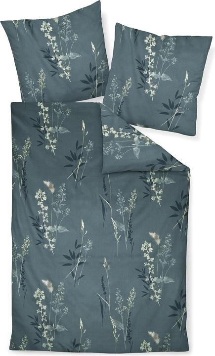 Image du produit Janine Mako-Satin linge de lit moments 98114 bleu nuit (Set de linge de lit, 155x200 cm + 80x80 cm)