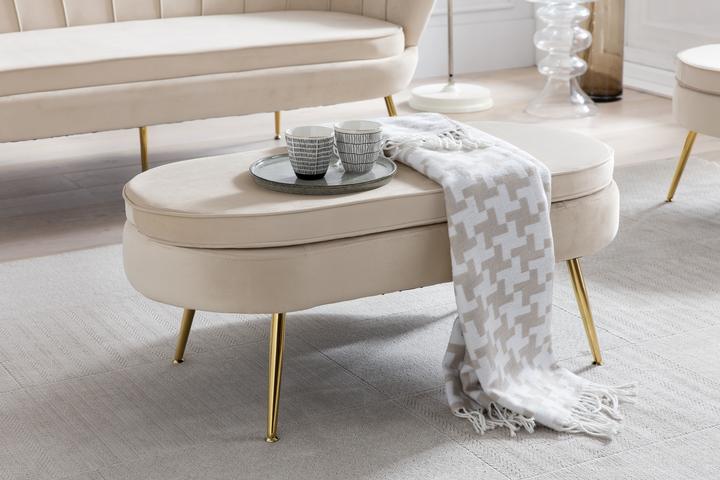 Image du produit SalesFever Pouf ovale beige or