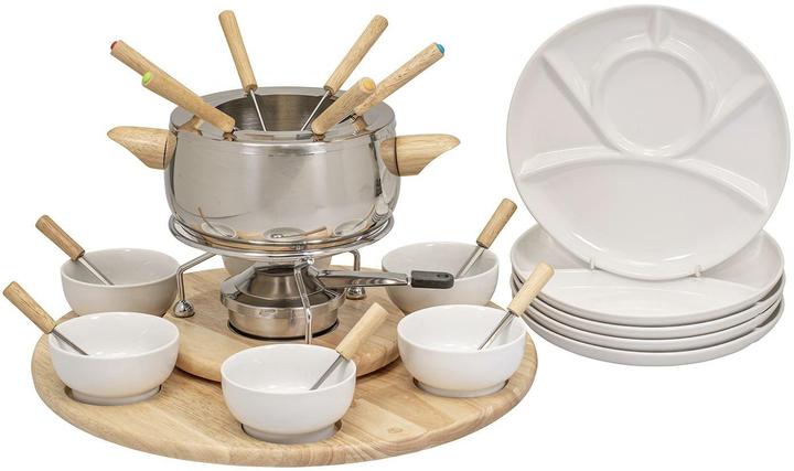 Produktbild Kadastar Fleischfondue-Set Claudia 28 Teile, Braun/Edelstahl/Weiss (Fondue Bourguignonne, Fondue Chinoise)