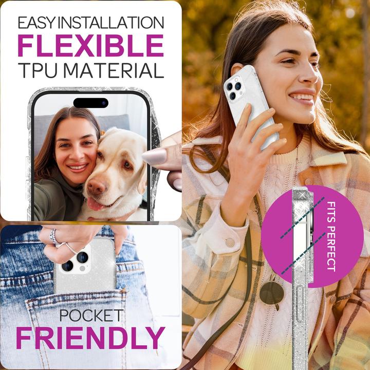 Produktbild Nalia Klare Glitzer Silikon Hülle (Apple iPhone 16 Pro)