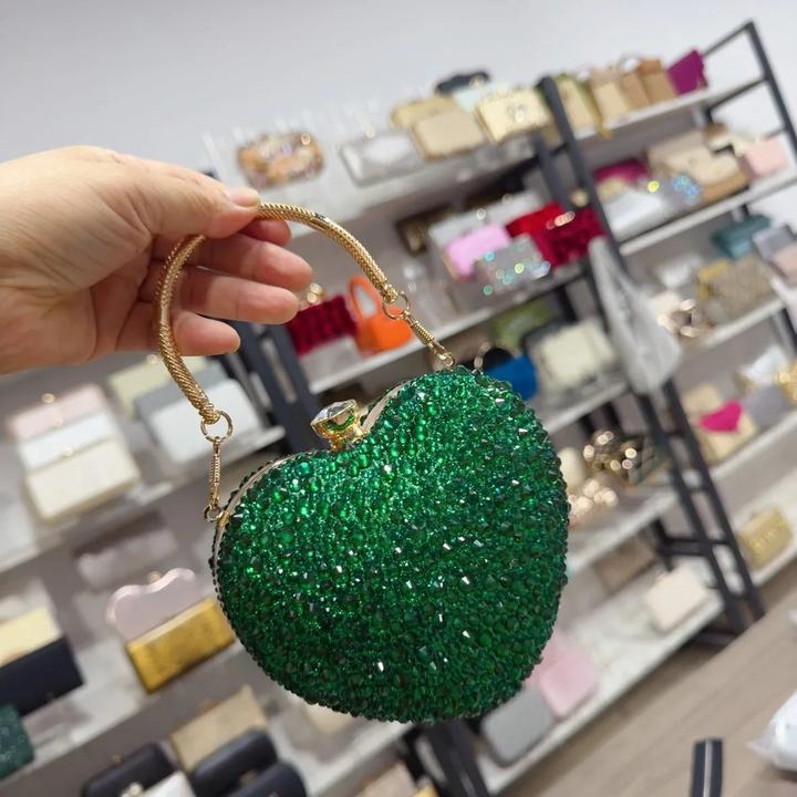 Actual product image Only-Bags.Store Luxus Diamant Inlay Herzform Kristall Handtasche Steine Umhängetasche