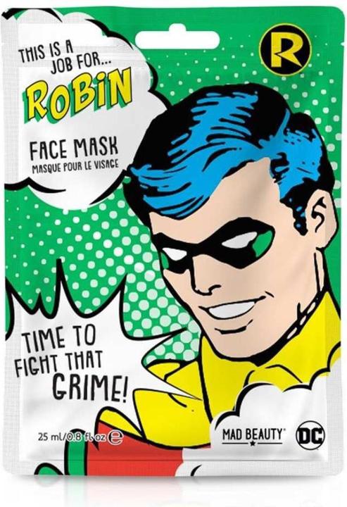 Actual product image Mad Beauty DC Superheroes Robin Face Mask Moisturizing and Refreshing Sheet Mask for Nourished Skin (25 ml)