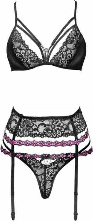 Produktbild LivCo Corsetti Fashion SNEHANA LC 90443 BH + STRUMPFGÜRTEL + HÖSCHE SCHWARZ L/XL (L)
