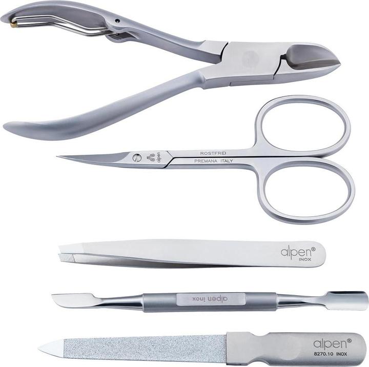 Actual product image Alpen Manicure set 5 pieces, stainless steel, leather case