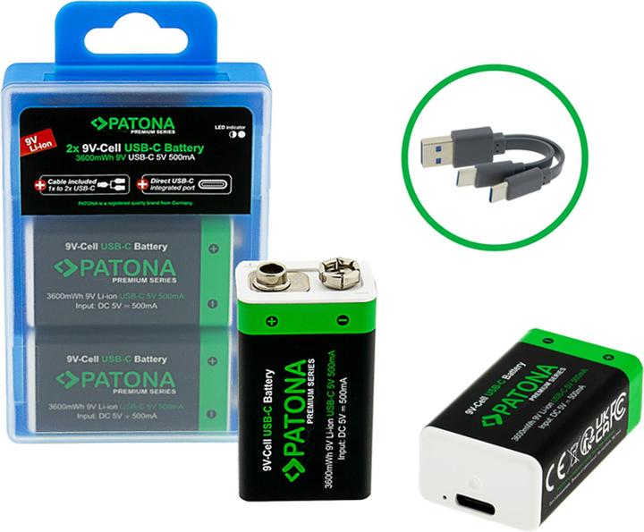 Actual product image Patona Premium Series (2 pcs., 9V Block, 400 mAh)