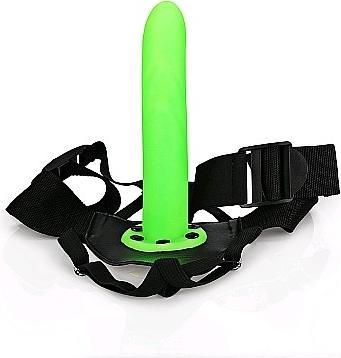 Produktbild Ouch! Textured Curved Hollow Strap-on - 8" / 20 cm - Glow in the Dark