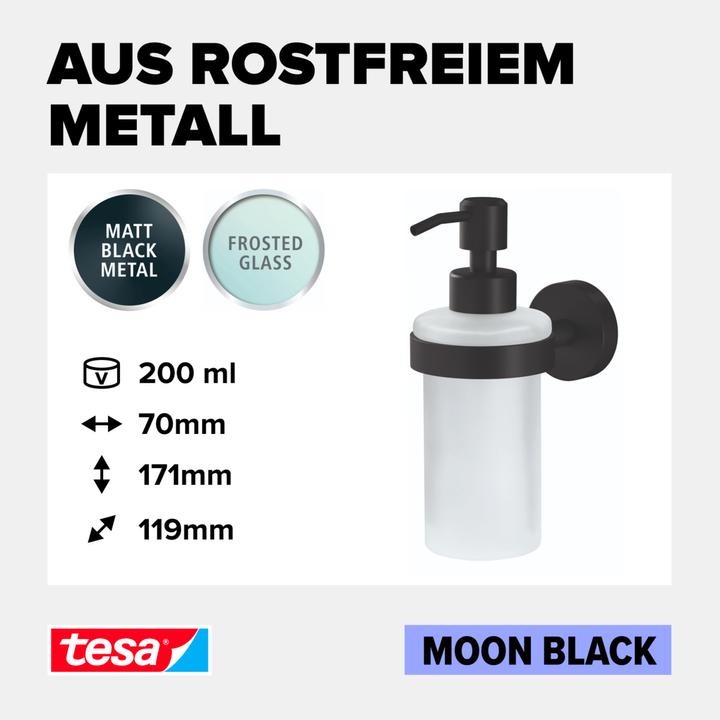 Produktbild tesa MOON BLACK Seifenspender inkl. Klebelösung ohne Bohren