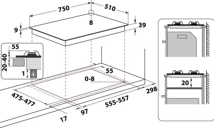 Actual product image Hotpoint PCN 752 T/IX/HAR Stainless steel Built-in hob 75 cm Gas 5 Cooker(s)
