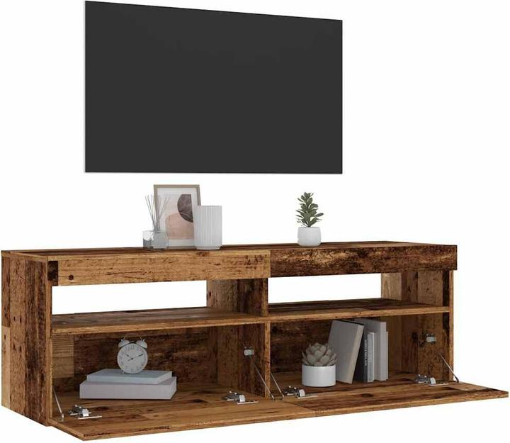 Immagine prodotto VidaXL TV Schrank Lowboard Fernsehschrank Fernsehtisch mit LED Altholz-Optik (120 x 35 x 40 cm)