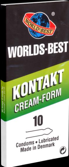 World`s Best Worlds Best «Kontakt Cream Form» 10 anatomisch geformte Kondome aus Dänemark (10 Stk.)