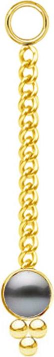 Image du produit Star Piercing Anhänger vergoldet Kette mit Anhänger Perle schwarz drei Kugeln (sans laiton, Acier chirurgical 316L)