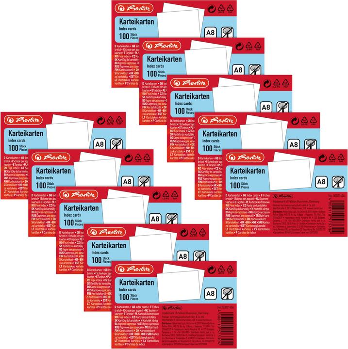 Actual product image Magni herlitz index card A8, blank, white, 100 pieces (A8, 170 g/m², 100 x)