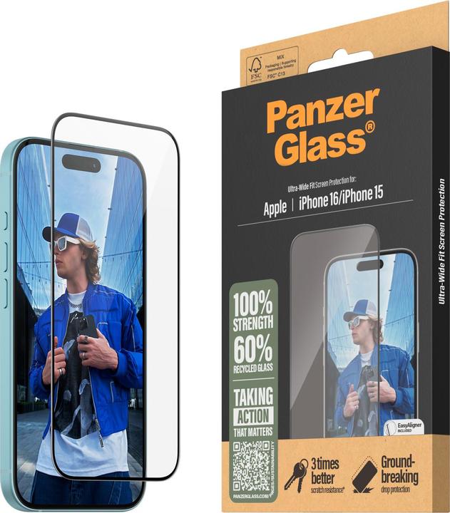 Produktbild PanzerGlass Ultra-Wide Fit (1 Stück, Apple iPhone 16, Apple iPhone 15)