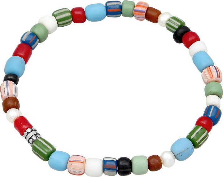 Actual product image Kuzzoi Bracelet Glass Beads Coloured Freshwater Pearls 925 Silver (23 cm, 925 sterling silver, No stone, Glass, Freshwater cultured pearls, Plastic)