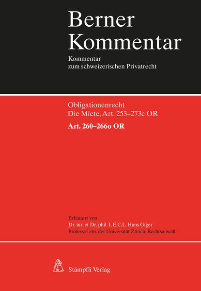 Immagine prodotto Berner Kommentar. Kommentar zum schweizerischen Privatrecht / Die Miete, Art. 260-266o OR (Tedesco, Hans Giger, 2020)