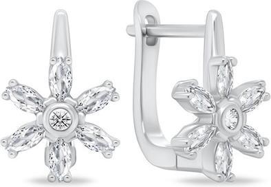 Produktbild Brilio Silver - Glittering silver earrings Flowers with zircons EA352W