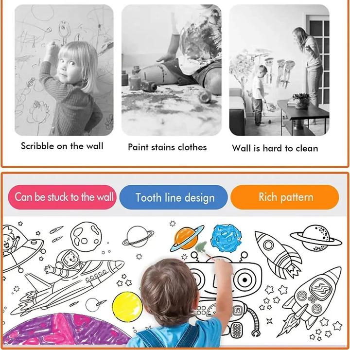 Actual product image Activity Board Kids drawing roll sticky paint filling paper graffiti scroll colouring paper roll for kids