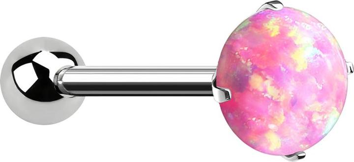 Produktbild Star Piercing Micro Threadless Barbell silber mit Kugel und Opal pink gefasst (ohne Messing, Titan G23)