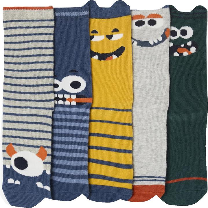 Immagine prodotto Vertbaudet 5er-Pack Jungen Socken mit Monstern (Confezione da 5 pezzi, 31, 34)